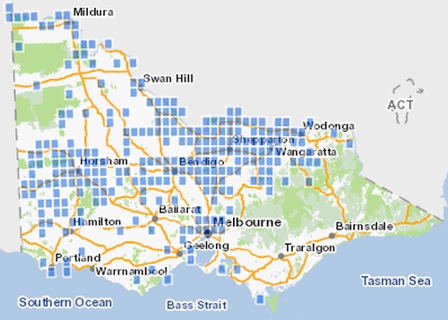 Historic distribution of Bush Stone-curlew in Victoria. Source: Victorian Biodiversity Atlas 2017