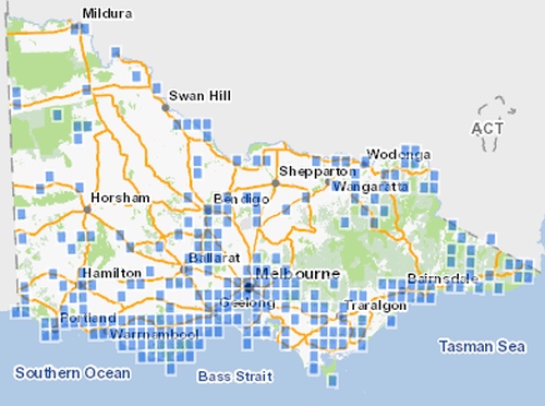 All known records of the Grey Goshawk in Victoria. Source: Department of Environment, Land, Water & Planning, 2015.