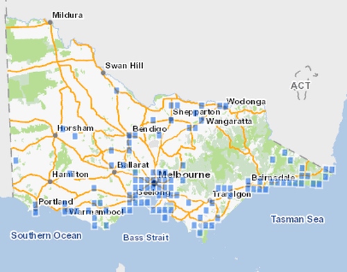 All known records of the Grey-headed Flying-fox in Victoria. Source: (VBA 2017).