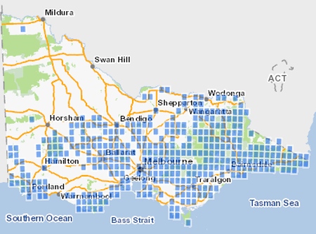 Historic distribution of all known records. Source: Victorian Biodiversity Atlas, Department of Environment, Land, Water & Planning, Accessed May 2017.