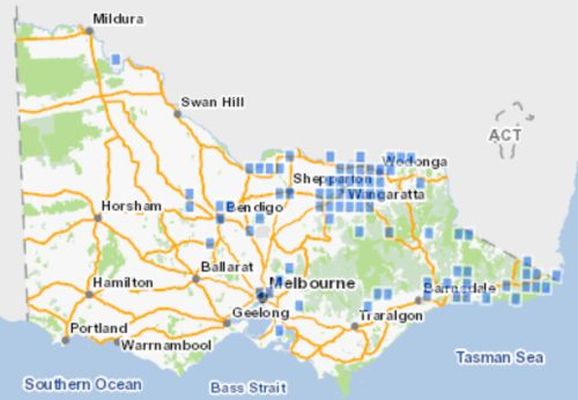 Turquoise Parrot Victorian distribution. Source: Victorian Biodiversity Atlas 2018