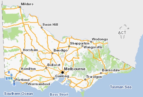 Distribution of Mellblom's Spider-orchid in Victoria. Source: VBA 2016