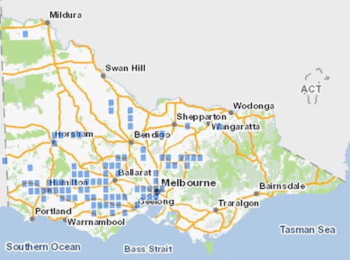 All known records of Striped Legless Lizard in Victoria. Source: VBA 2017.