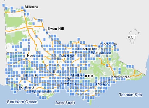 All known historic records of Growling Grass Frog in Victoria. Source: Victorian Biodiversity Atlas, Department of Environment,Water, Land and Planning, Accessed 29 July 2015.