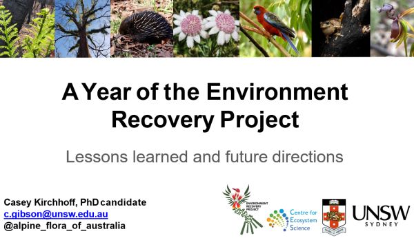 Casey Kirchhoff, Environment Recovery Project from presentation to SWIFFT 25 March 2021